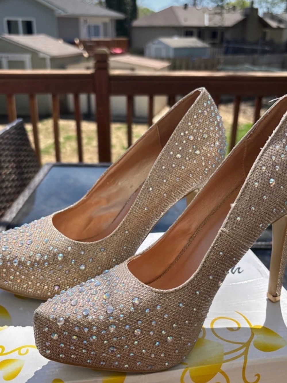 Beaded Champagne High Heel Pumps for Women